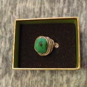 Chunky "turquoise" stone wire wrapped ring